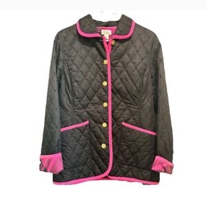 Lily Pulitizer Black Quilted Jacket with Pink Trim